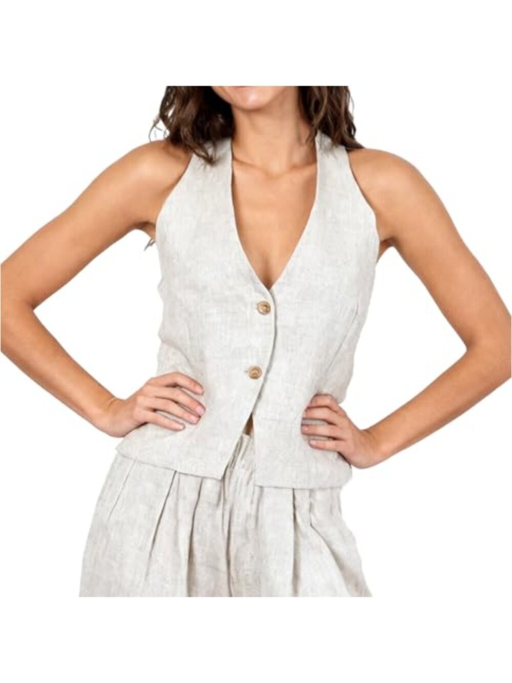 Women's Linen Halter Vest Backless Waistcoat Adjustable Open Back